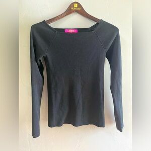 CATHERINE MALANDRINO Fitted Black Knit Sweater ~ Size XS